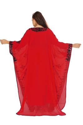 Dark Red Aari And Embroidered Farasha 4
