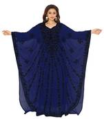 Navy Blue Aari And Hand Embroidered Farasha