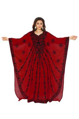 Maroon Embroidered Farasha 1