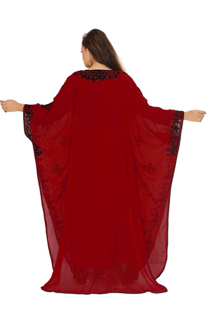 Maroon Embroidered Farasha