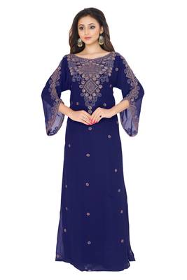 Navy Blue Hand Embroidered Farasha 1