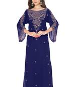 Navy Blue Hand Embroidered Farasha