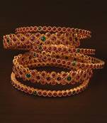 Ruby and Emerald Embellished Matte Finish Temple Bangles BD575