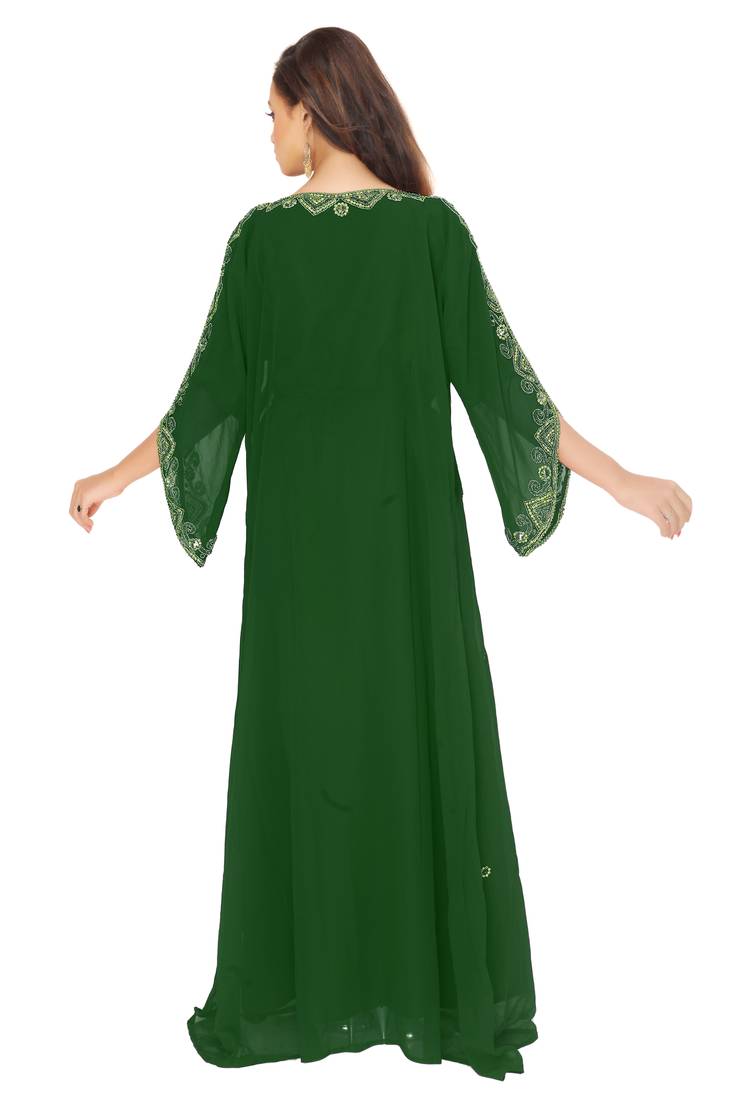 Dark Green Embroidered Farasha