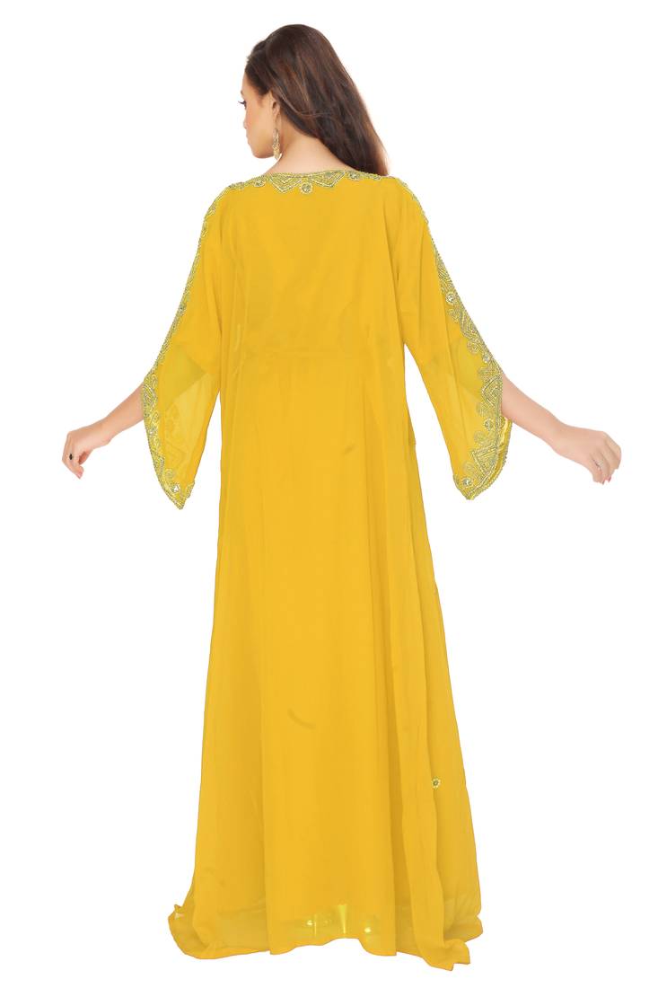 Yellow Embroidered Farsha