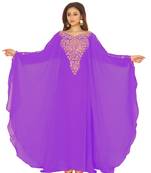 Purple Hand Embroidered Farasha