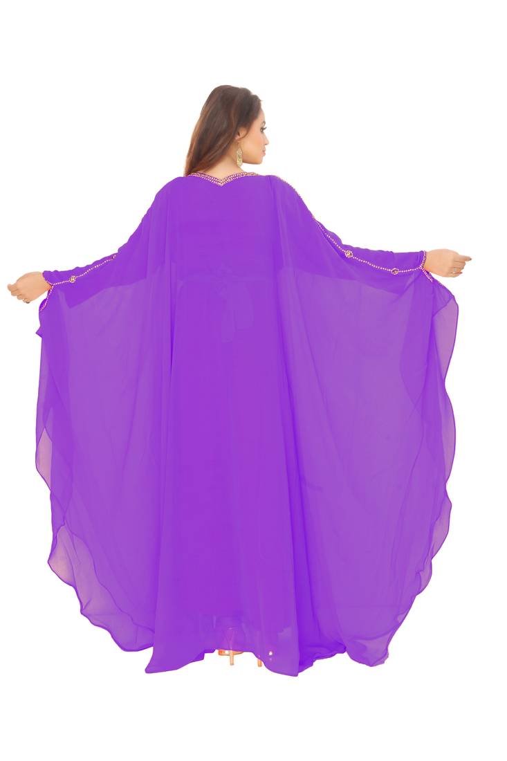 Purple Hand Embroidered Farasha