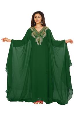 Dark Green Embroidered Farasha 1