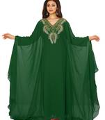 Dark Green Embroidered Farasha
