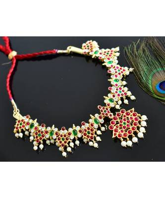 Gorgeous Gold Tone Semi Precious Real Kemp Temple Necklace _Dj14751 1