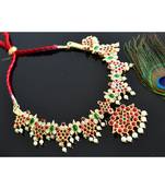 Gorgeous Gold Tone Semi Precious Real Kemp Temple Necklace _Dj14751