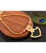 Beautiful Gold Tone Kerala Style Pink-green Palakka Designer Necklace _DJ33290