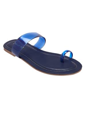La Savie Navy Blue Colour One Toe Fashion Flats For Women 1