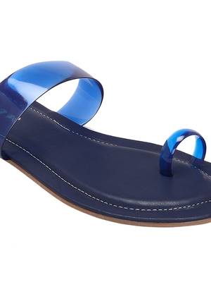 La Savie Navy Blue Colour One Toe Fashion Flats For Women 3