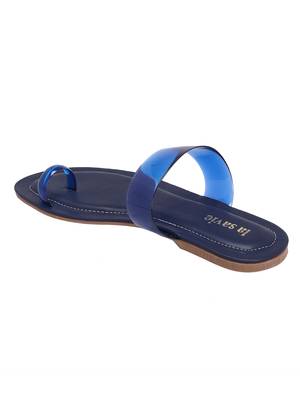 La Savie Navy Blue Colour One Toe Fashion Flats For Women 4