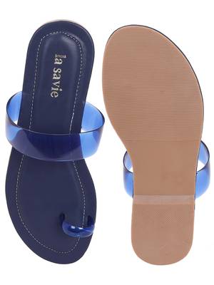La Savie Navy Blue Colour One Toe Fashion Flats For Women 5