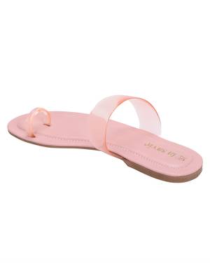 La Savie Pink Colour One Toe Fashion Flats For Women 4