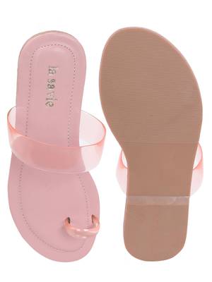 La Savie Pink Colour One Toe Fashion Flats For Women 5