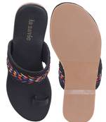 La Savie Black One Toe Flats For Women