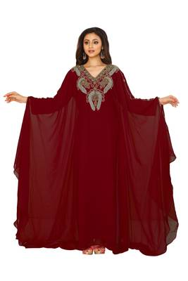 Maroon Embroidered Farasha 1