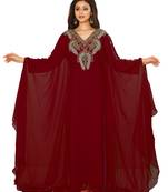 Maroon Embroidered Farasha