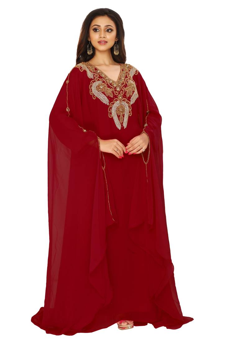 Maroon Embroidered Farasha