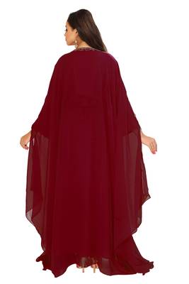 Maroon Embroidered Farasha 4