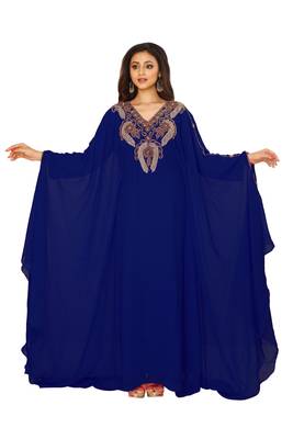 Navy Blue Hand Embroidered Farasha 1