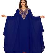 Navy Blue Hand Embroidered Farasha