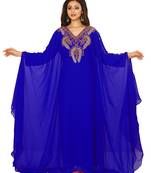 Dark Blue Embroidered Farasha