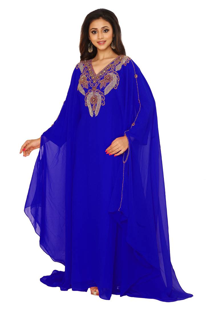 Dark Blue Embroidered Farasha