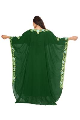 Dark Green Aari And hand Embroidered Farasha 4