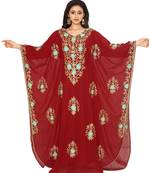 Maroon Aari And Hand Embroidered Farasha