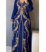 Royal Blue Georgette Stone and Zari Work Kaftan