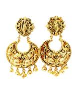God Krishna Pattern Peacock Design Chandbali Jhumki Earring with Ghunghroo