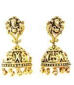Ganpati Design Floral Pattern Dome Shaped Small Jhumki Earring with Ghunghroo