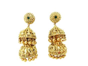 Double Layered Dome Shaped Baraat Shaadi Design Floral Jhumki Earring with ghunghroo 1