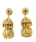 Double Layered Dome Shaped Baraat Shaadi Design Floral Jhumki Earring with ghunghroo