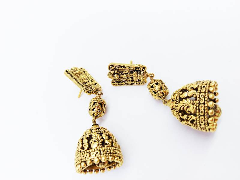 Double Layered Step Devi Godess Design Floral Jhumki Earring