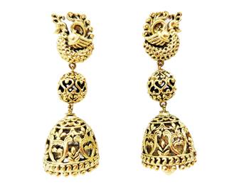 Double Layered Dome Shaped Peacock Motif Design Jhumki Earring 1