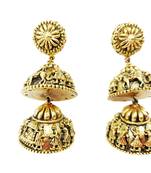 Double Layered Dome Shaped Baraat Shaadi Floral Jhumki Earring with ghunghroo