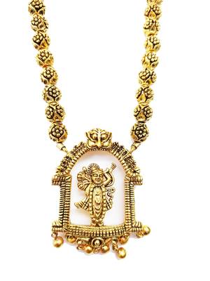 Shreenthji Design Pendant Gold Plated Beaded Feather Light  Necklace Mala with dori 1