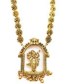 Shreenthji Design Pendant Gold Plated Beaded Feather Light  Necklace Mala with dori