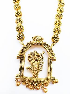 Shreenthji Design Pendant Gold Plated Beaded Feather Light  Necklace Mala with dori 3