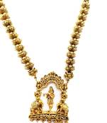 Pendant Gold Plated Beaded Feather Light  Necklace Mala with dori