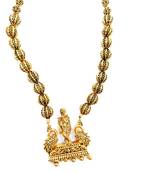 Pendant Gold Plated Beaded Feather Light  Necklace Mala with dori