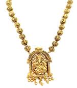 Ganpati Design Pendant Gold Plated Beaded Feather Light  Necklace Mala with dori