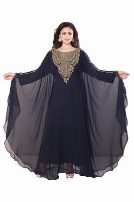 Navy Blue Hand Embroidered Farasha 1
