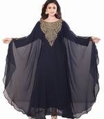Navy Blue Hand Embroidered Farasha
