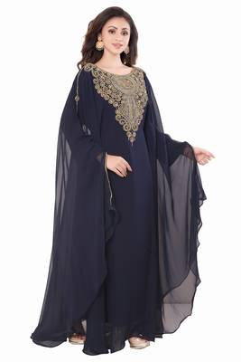 Navy Blue Hand Embroidered Farasha 2